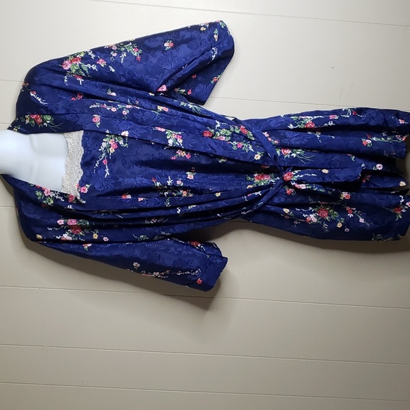 inner most Other - Inner Most Navy Floral Print Lingerie & Robe Set